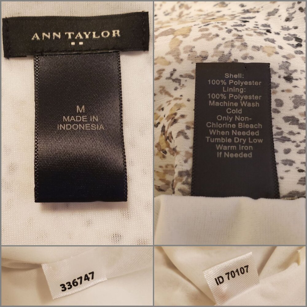 Ann Taylor Factory Cream Gray Patterned Sleeveless Cowl-Neck Shell Top - (M) - Picture 13 of 14
